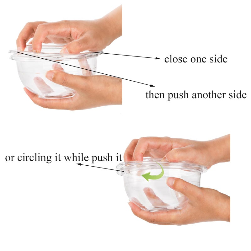 50 عبوة من أطباق السلطة البلاستيكية بأغطية سعة 16 أونصة من سيدليس، حاويات صغيرة شفافة للاستعمال مرة واحدة لإعداد وجبات السلطة، مثالية للنزهات أو كوعاء تقديم سهل الاستخدام - Image 4